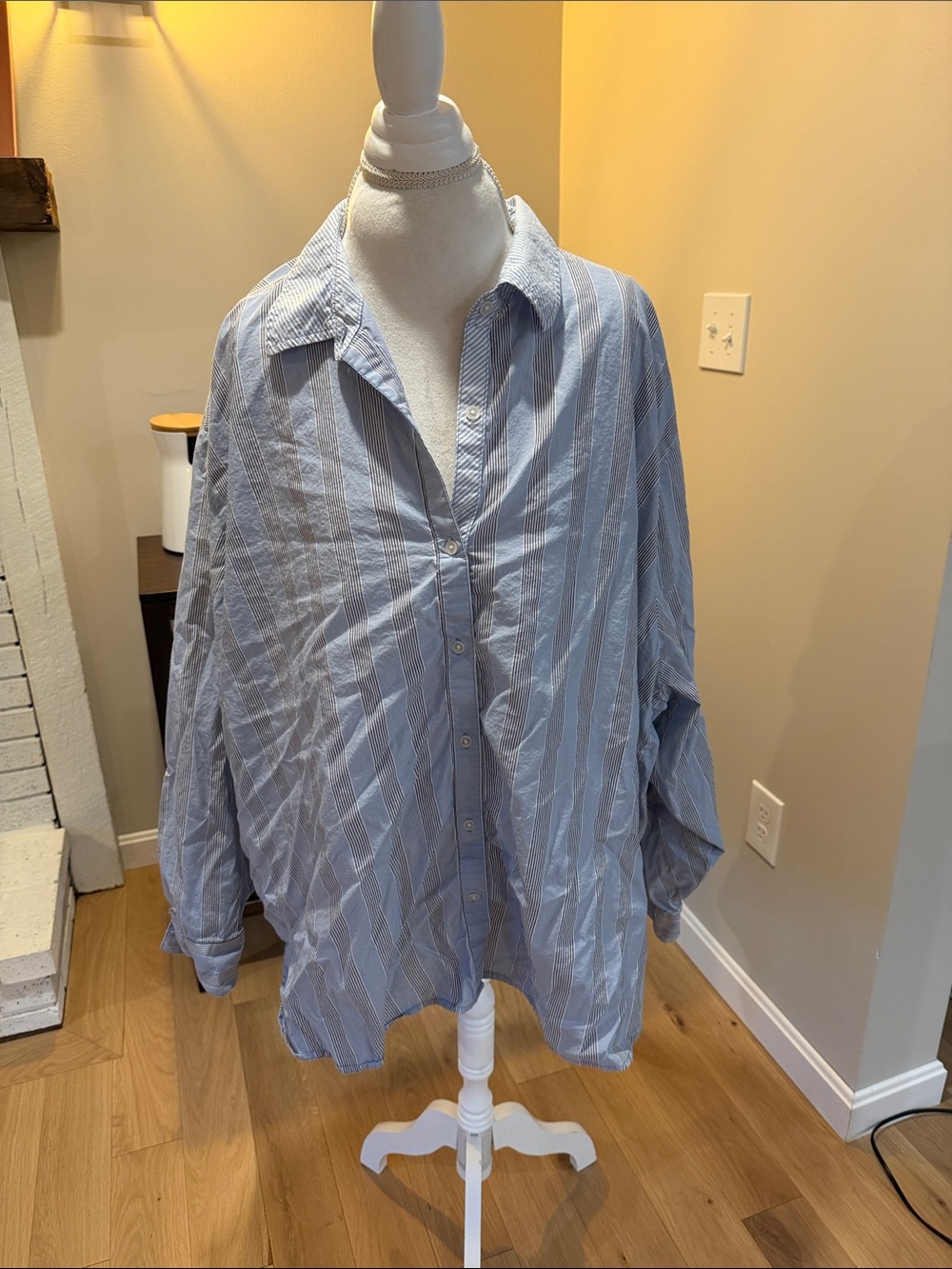 Women’s Blue Striped Button-Up Shirt Only Worn Once